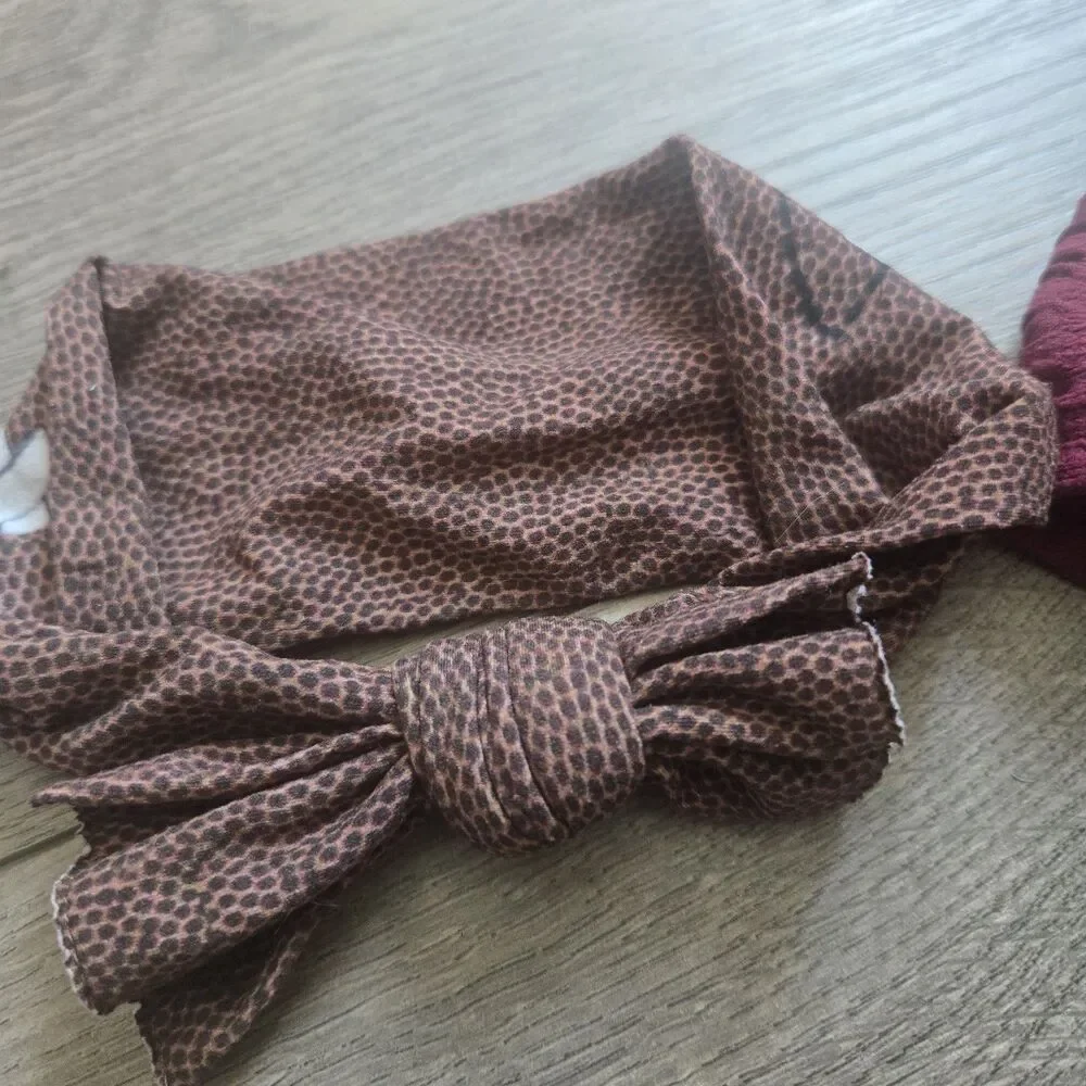 ​LOT OF 3 Baby Bling Bows Headbands Football Cream Pom Maroon Cable Knit Infant
